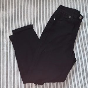 Boohoo Mid Rise Distressed Boyfriend Jeans Blk